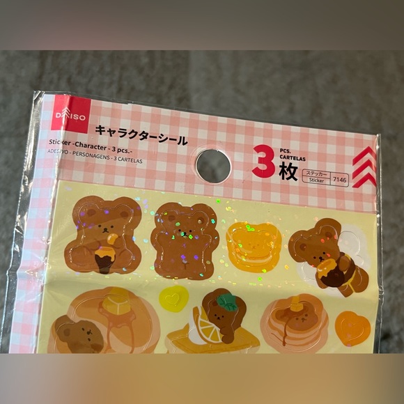 Daiso Bear Holographic Sticker Sheet Japan Exclusive Kawaii Teddy Sweets Sparkly - Picture 3 of 8